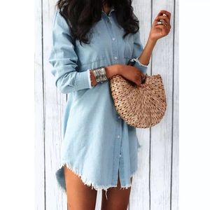 Jean Distress Chambray Dress NWT